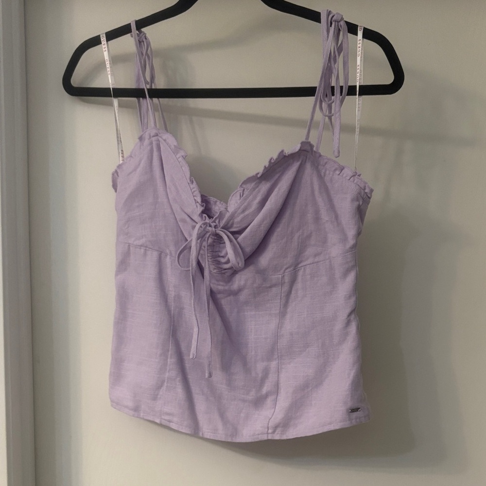 Guess Lavender Tie-Front Spaghetti Strap Camisole